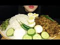 ASMR Eating Spicy Mutton Keema With Basmati Rice, Egg Curry | Food Eating Videos | Eating Show