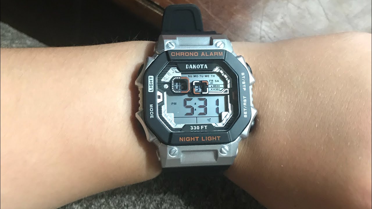 Review of Dakota Watch Company Square E.L. digital sport watch YouTube