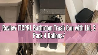 Review ITCPRL Bathroom Trash Can with Lid, 2 Pack 4 Gallons/15 Liters Garbage Can with Pop-Up Lid, S