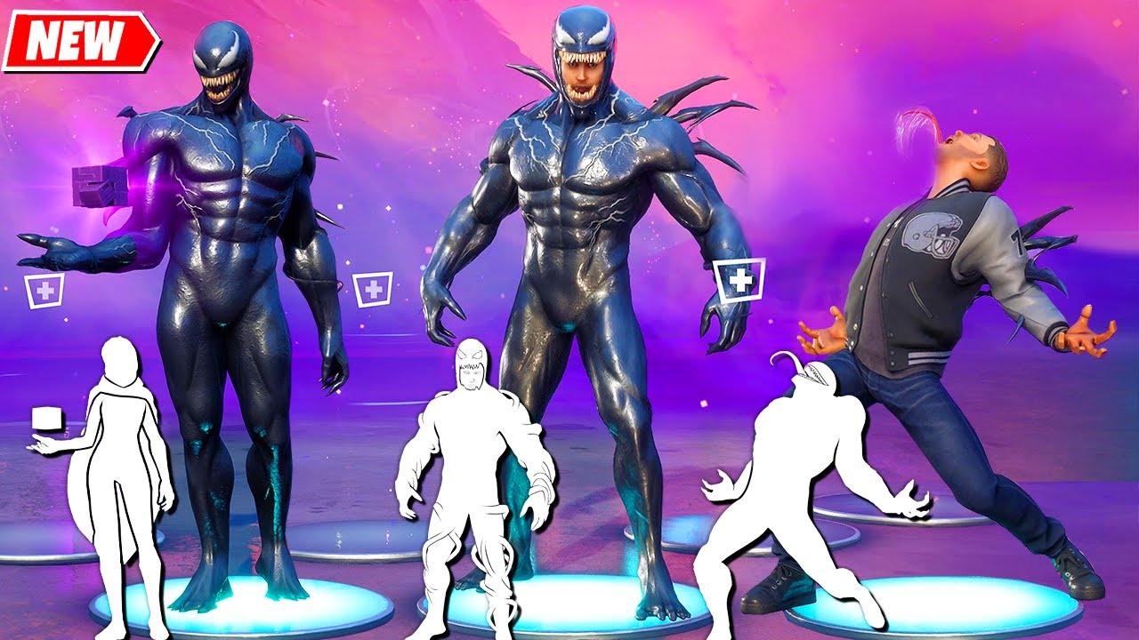 NEW VENOM Fortnite (Eddie Brock & Symbiote) doing all BuiltIn Emotes