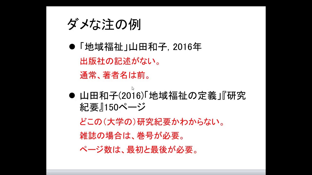 基礎演習レポートの書き方 04 注と引用のつけ方 Ver 2 Youtube