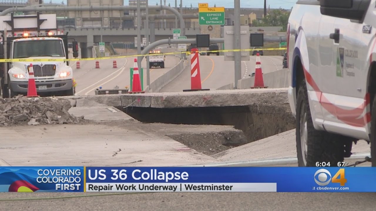 U S 36 Collapses Between Denver And Boulder Colorado In