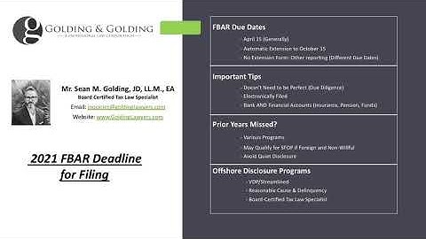 2021 FBAR Deadline for Filing & What if You Miss the Due Date?