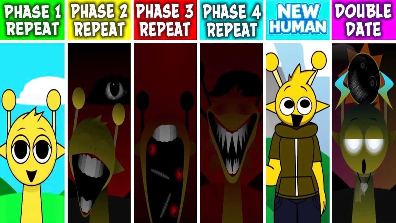 Sprunki PHASE 1-2-3-4-NEW HUMAN But Everyone Is REPEAT After DOUBLE DATE