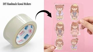 DIY Clear Sticker Sheet with Packing Tape 😍 | Easy Kawaii Sticker Hack!