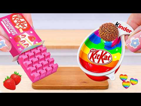 Miniature Rainbow Cake Decorating 🍫🌈 ASMR Perfect Rainbow Chocolate KITKAT with KINDER 🍰