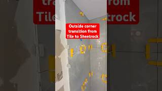 Outside corner transition tile to Sheetrock  #clips #tile #howto #home #fix #diy #how  #shorts #work