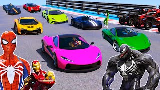 CARROS DO HOMEM ARANHA e AMIGOS SUPER HERÓIS vs DESAFIO DO VENOM #5 GTA V