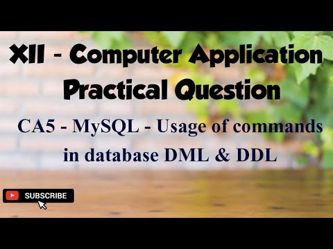 XII CA Practical question - CA5 - MySQL - usage of commands in database DDL and DML