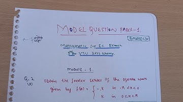 BMATEC301 Module 1 Fourier Series Model Question Paper Solved Q.No 2(a)|Vtu