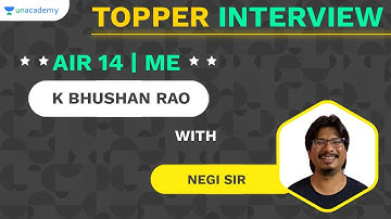 AIR 14 ME GATE 2021 Results | K Bhushan Rao | GATE 2021 Topper | Interview with AIR 1 #Negi Sir