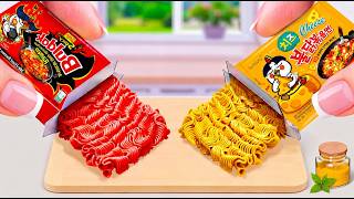 🔥 How To Make Mini Spicy Buldak Noodles Vs Cheese Ramen | ASMR Cooking Mini Real Food