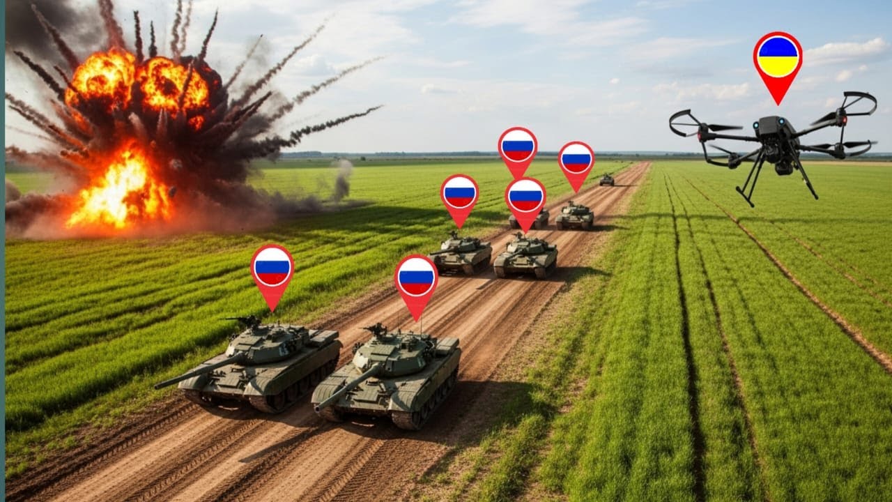 Ukrainian FPV Drones Strike Russian Tank Convoy with Precision - YouTube