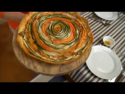 tarte-courgette-carotte-en-spirale,-cuisine-végétarienne.