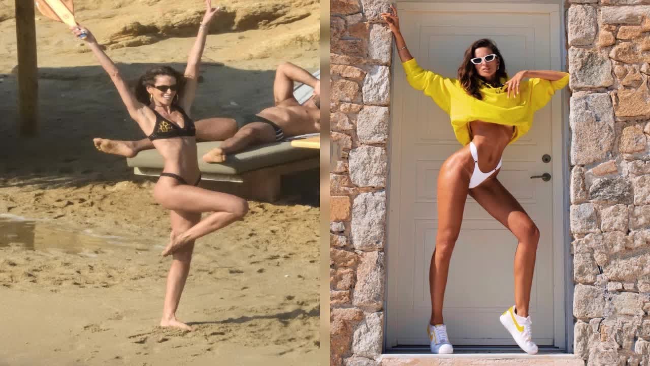 Izabel Goulart shows off her long legs and tan lines in sexy thong