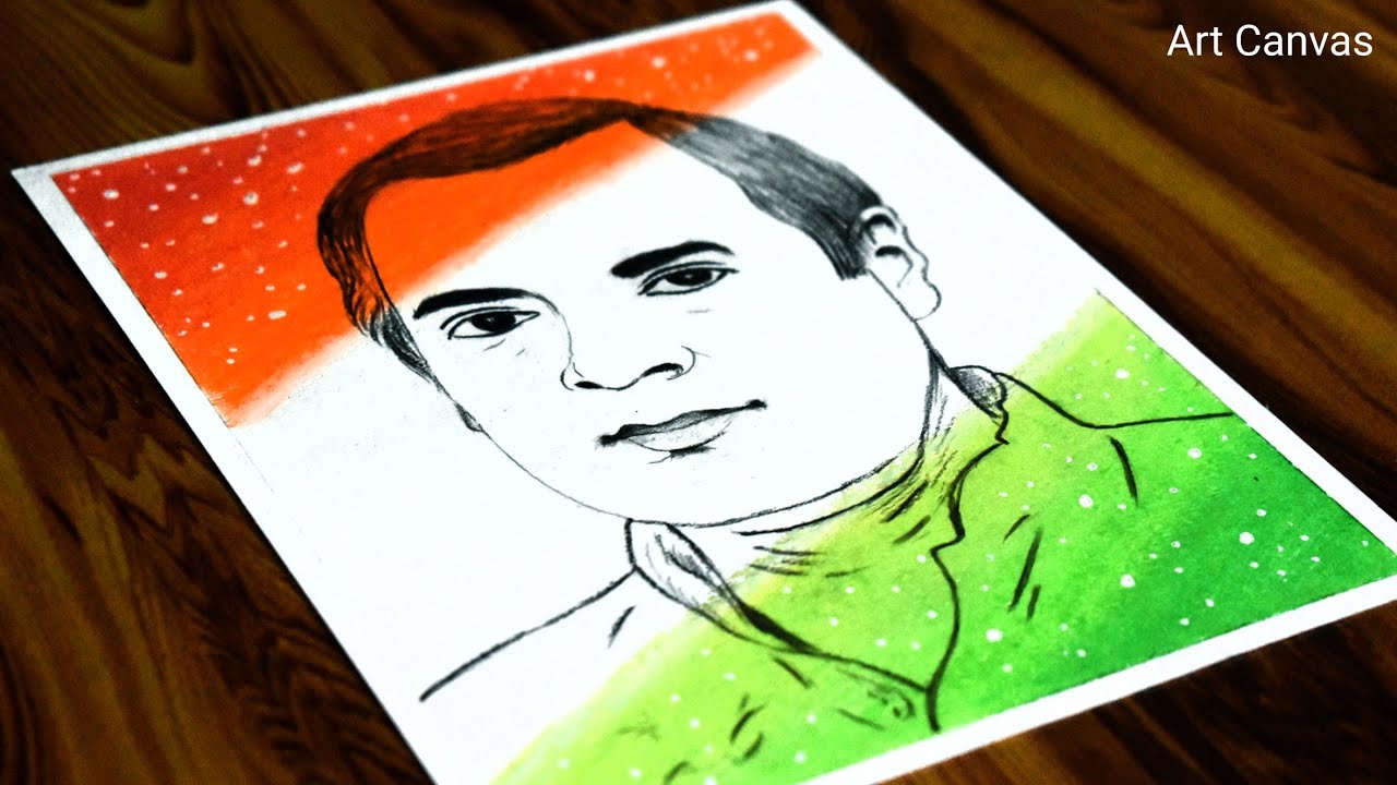 Rajiv Gandhi Drawing With Oil Pastel Step by Step | Drawing Rajiv ...