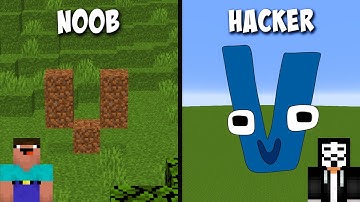 NOOB VS HACKER build ALPHABET LORE letter V in Minecraft !