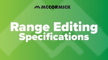 Range Editing Specifications | McCormick Estimating Software