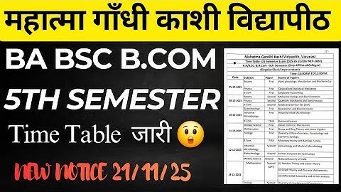 UG 5th Semester Time Table Out | B.A. B.Sc. B.Com 5th Semester Time Table MGKVP 
