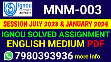 MNM 3 Solved Assignment 2023-24 English, MNM 3 Solved Assignment 23-24, MNM-003 Assignment