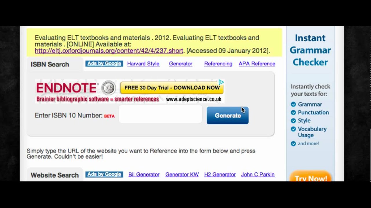 Reference Generator example - YouTube