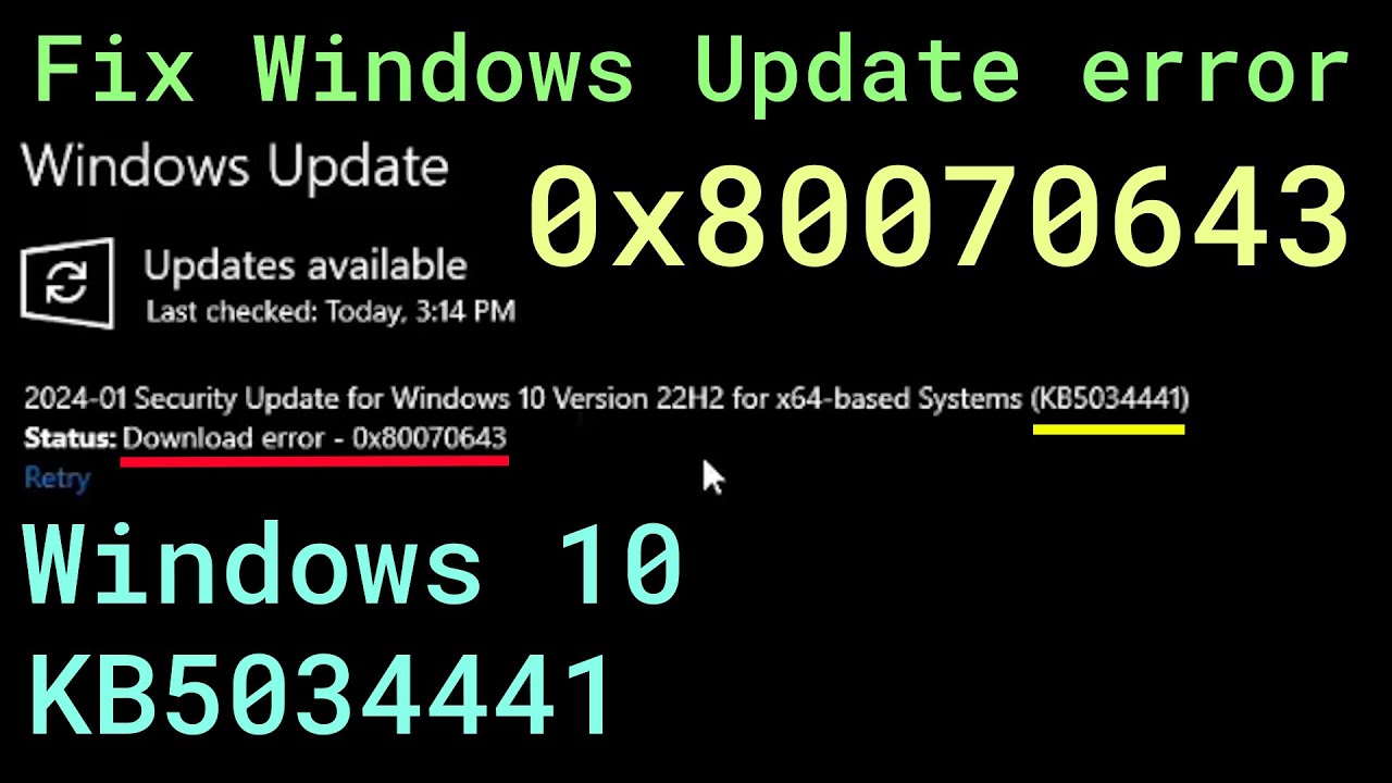 Microsoft Confirms it will NOT Fix KB5034441 Error 0x80070643 on Windows 10
