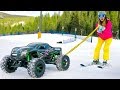 HUGE RC CAR SKI TOWING!! (TRAXXAS XMAXX)