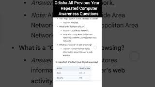 Previous Year Most Repeated Computers Questions For Odisha All Competative Exam 2026 // Computer //