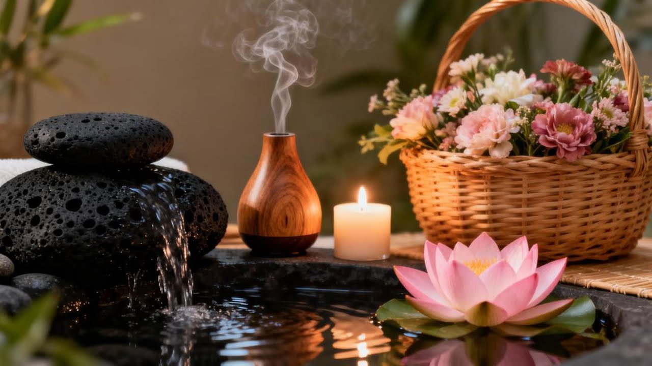 موسيقى سبا هادئة مع صوت الماء