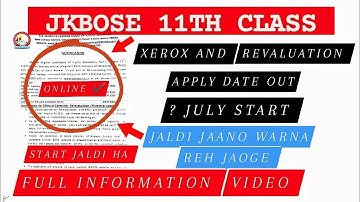 Jkbose 11th Class Revaluation and Xerox Apply Date out  | jkbose 11th Class Result out
