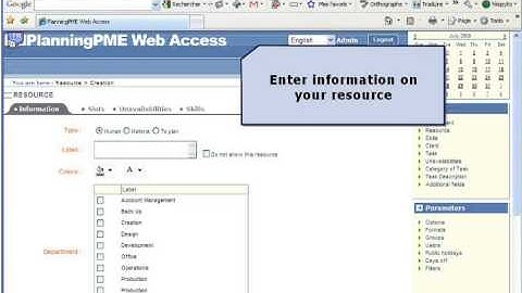 Create resources in PlanningPME Web Access (english)