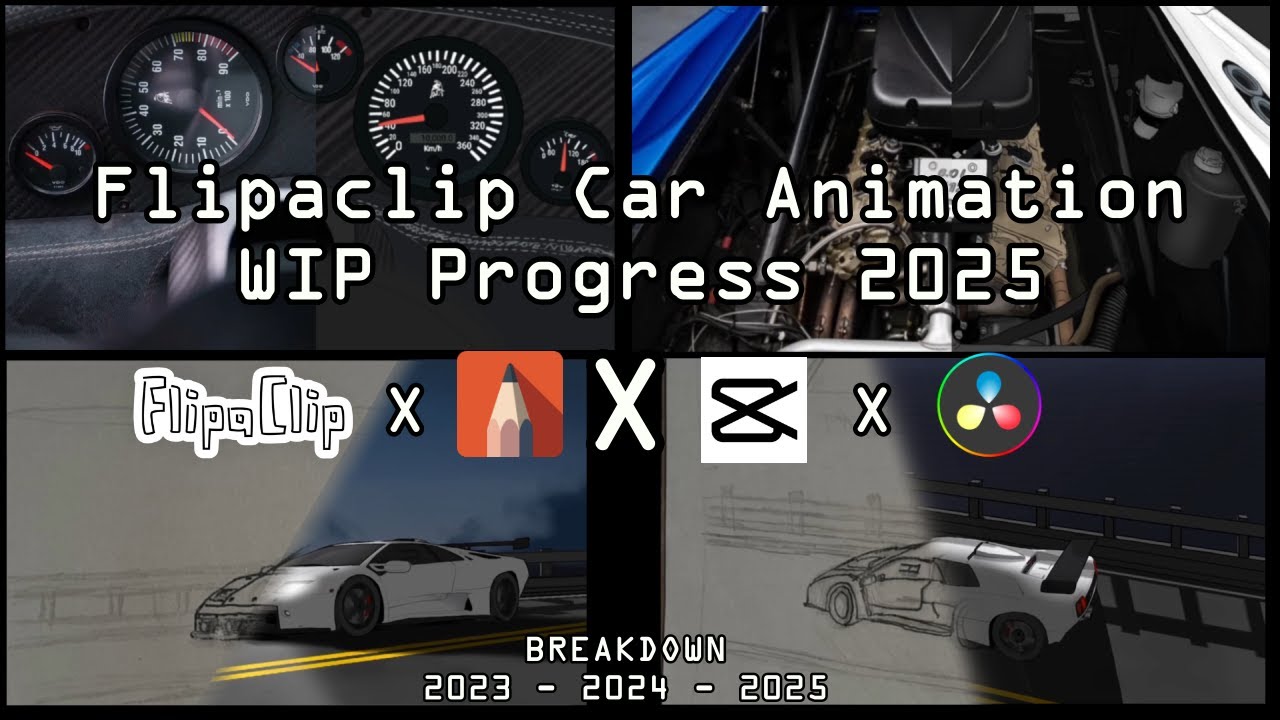 Flipaclip Car Animation W.I.P Progress 2025 | Lambo Diablo GTR