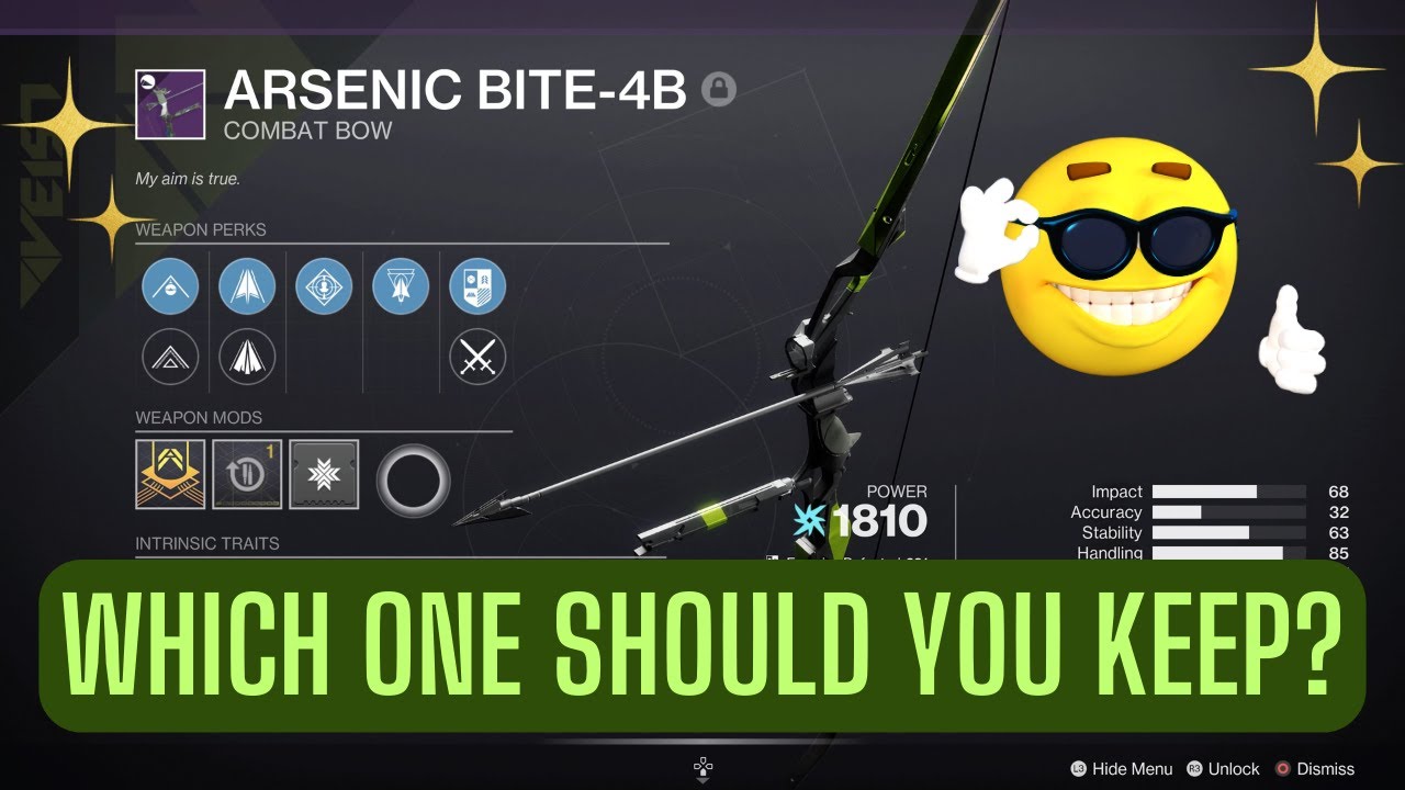 Which Arsenic Bite-4B Combat Bow will I keep? - Weapon selection - Destiny 2.