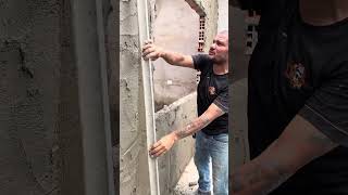 Como faz mestra para reboco na régua #Obra #Régua #RéguaDePedreiro #Construção #Reboco