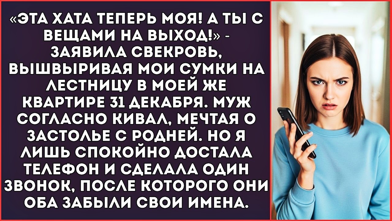 «Эта хата теперь моя! А ты с вещами на выход!» — свекровь вышвырнула меня на мороз 31 декабря.
