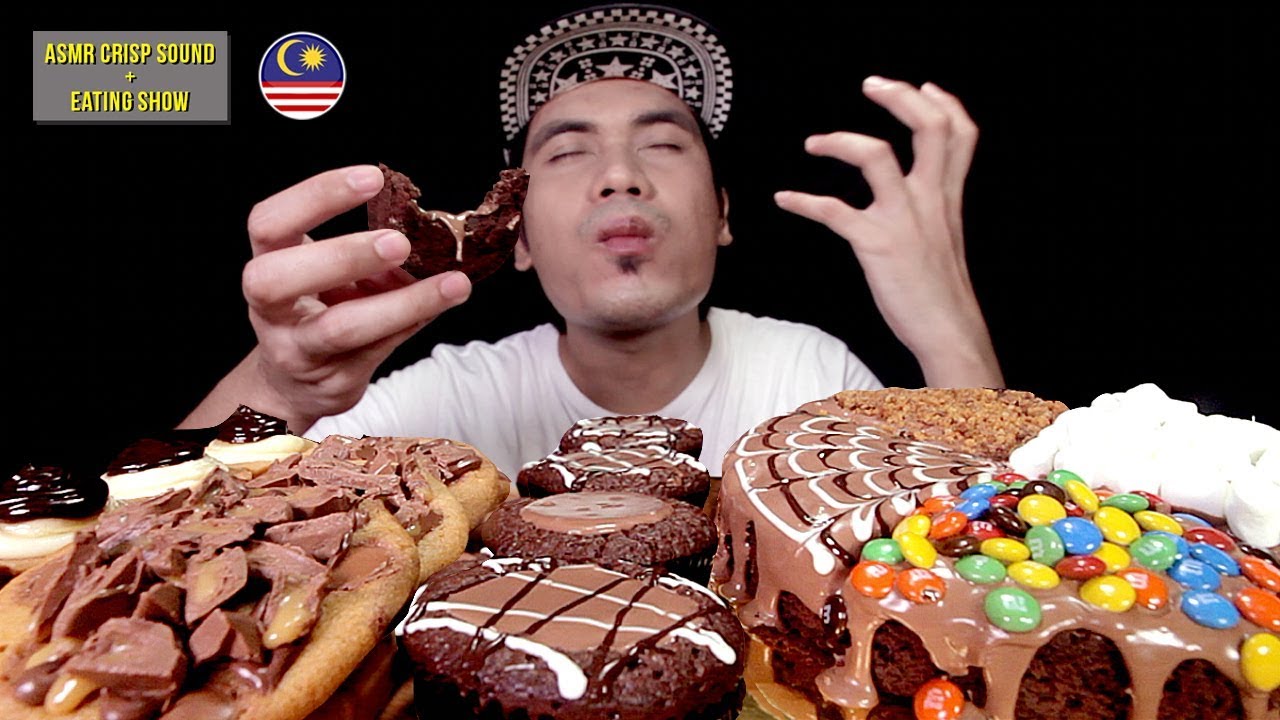 CHOCOLATE PARTY: PIZZA BROWNIES! JADI GILA BEB KALAU MAKAN SEDAP NAK MAM.. | EATING SHOW W/ ASMR