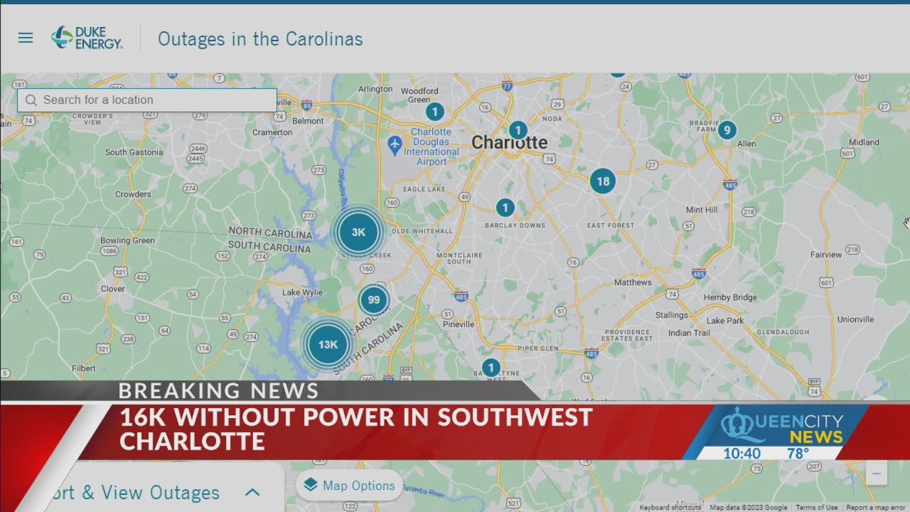 16k customers without power in southwest Charlotte - YouTube