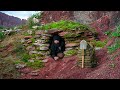 Building stone survival shelter in red canyons  catch and cook crayfish found in the river