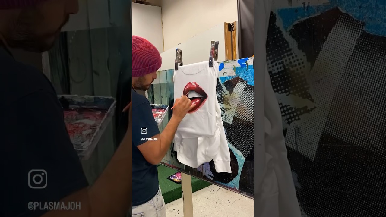 Red lips, a vibrant bloom. 