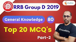 7:00 PM - RRB Group D 2019 | GK by Rohit Baba Sir | Top 20 GK MCQ's | Part-2
