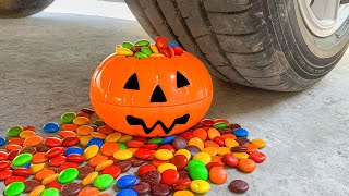 Crushing Crunchy & Soft Things by Car! - EXPERIMENT HALLOWEEN PUMPKINS vs CAR vs M&M's CANDY screenshot 2