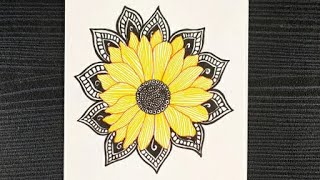 Sunflower Doodle Art || How To Draw Sunflower || Sunflower Drawing Easy || Doodle Art