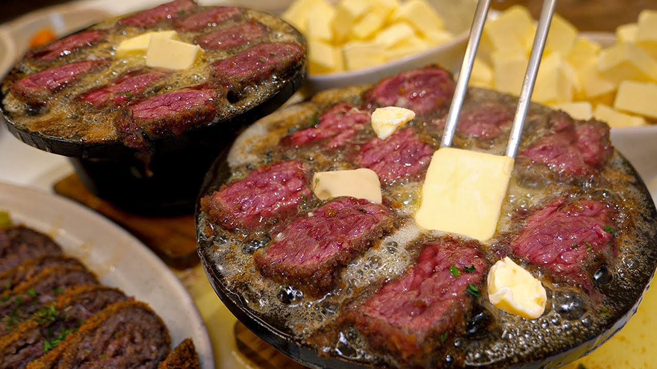 ⁣버터에 굽는 일식 튀김 스테이크로 대박난?! 월매출 1억 하루 200명 방문하는 소고기 규카츠, 연어덮밥 Japanese beef cutlet - Korean street food