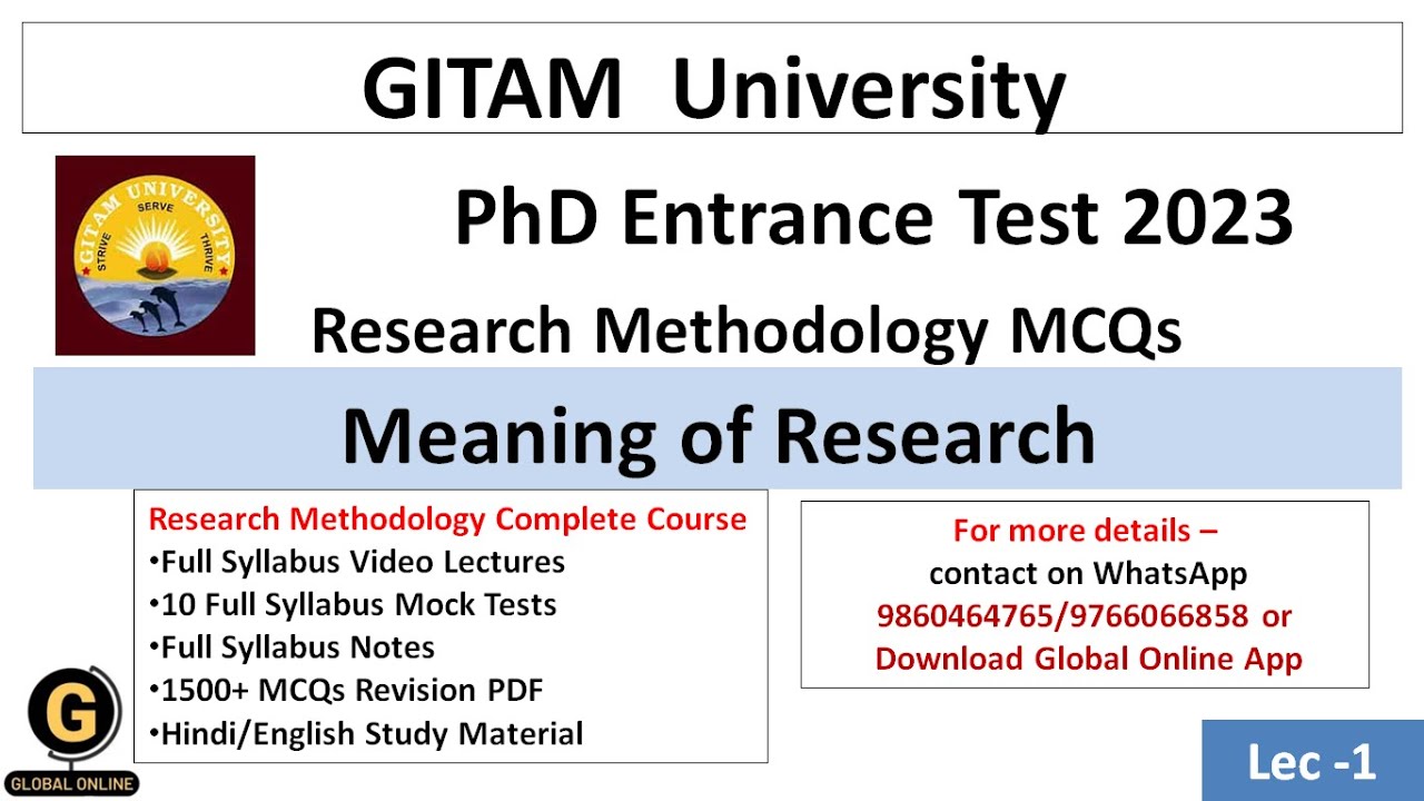 GITAM University Research Admissions Test 2023 MCQs|Meaning of Research ...