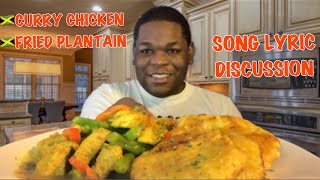 JAMAICAN COCONUT CURRY CHICKEN & FRIED GREEN PLANTAINS RECIPE & MUKBANG screenshot 2