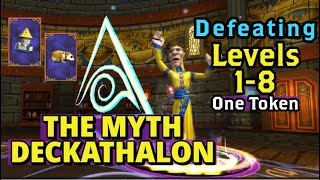 Wizard101: Defeating Levels 1-8 in The Myth Deckathalon - Using One Credit.