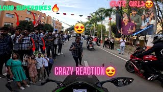 Loud Superbikes in college🔥 | Loud ZX10R | Cute Girls Reactions😍 | ExploreWithYash09