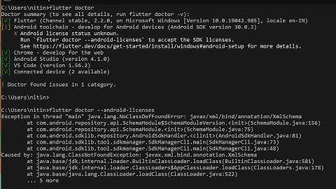 Flutter latest Version 2.2.0 Error After Upgrade | flutter doctor --android-licenses Error | Flutter