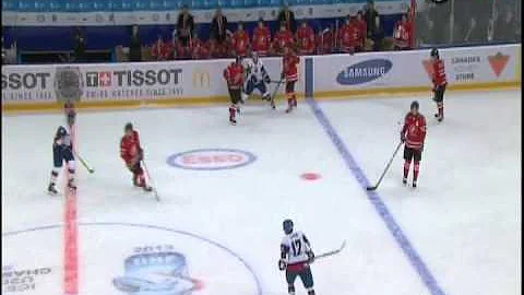 Tomas Mikus pounded in the head by J.C. Lipon