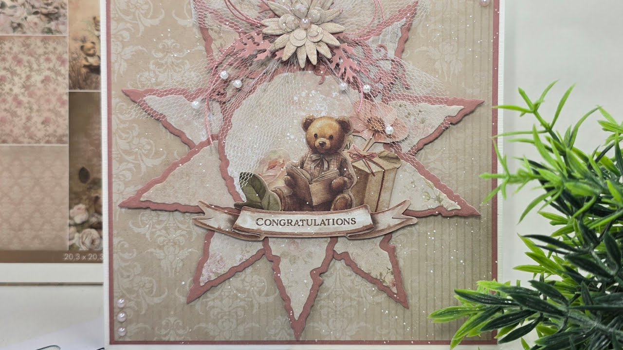 Eenvoudige kaart met SL-ES-CD1099 en de Teddy's tea time collectie van Studiolight.